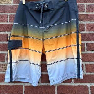 Goodfellow & Co Mens Swim Shorts Trunks Striped Multicolor Drawstring Size 33